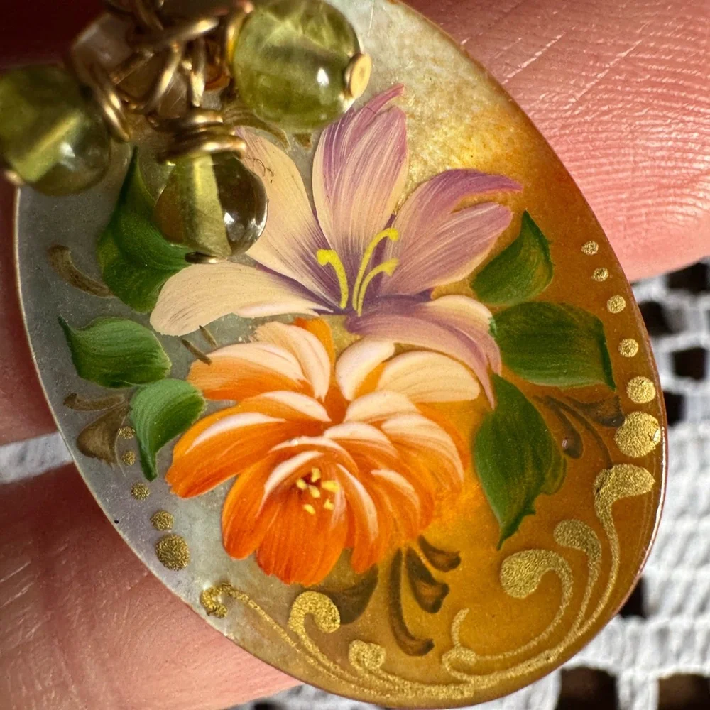 Floral Hand-Painted Earrings - Picture 3 of 4